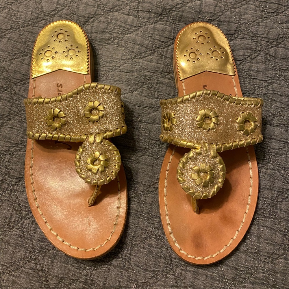 Size 5 Jack Rogers Gold Glitter Sparkle Sandals